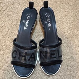CHANEL Black and White Sandals